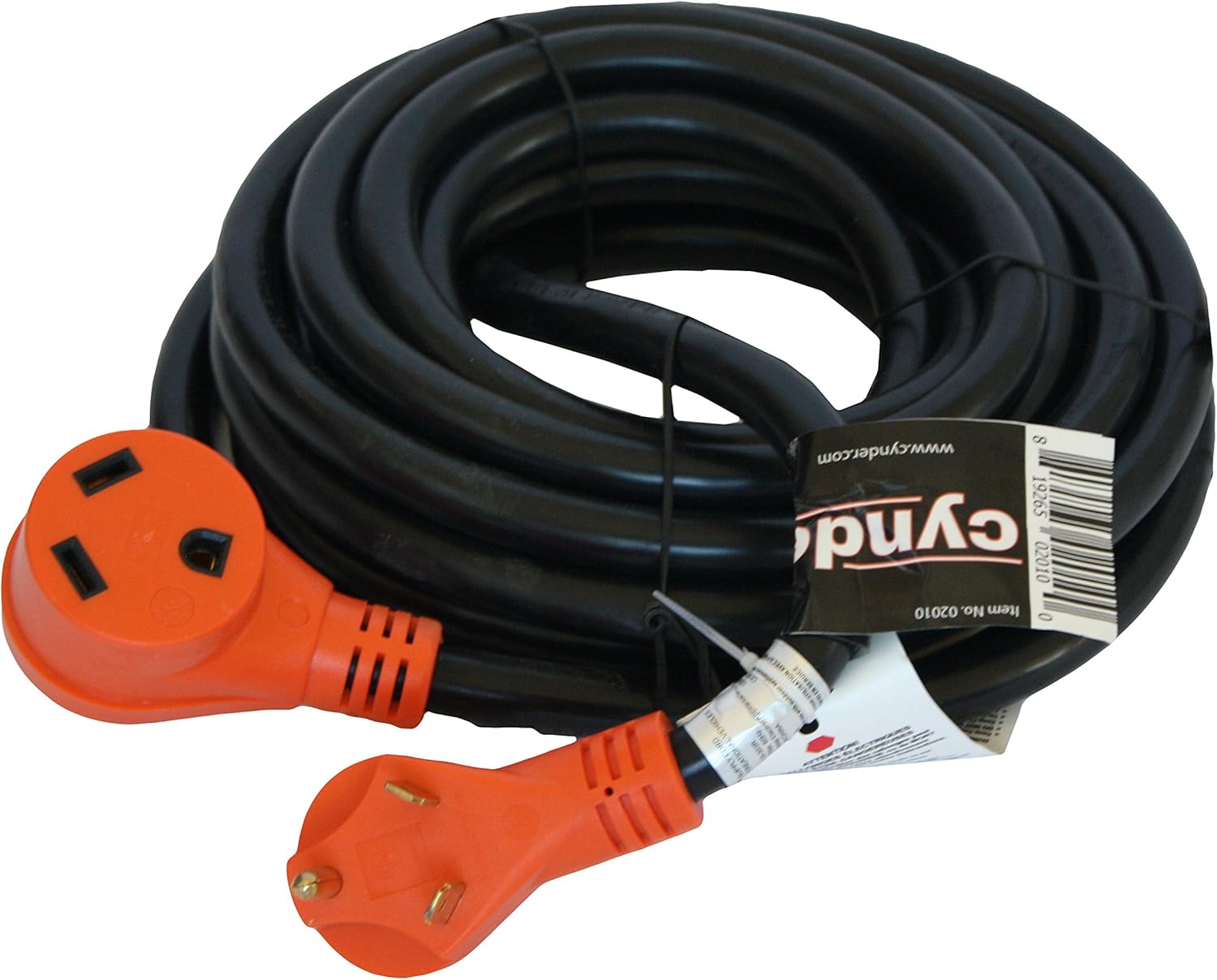 30 Amp Cynder 02011 RV Electrical Power Extension Cord 50' ft with Handle (50 Feet, Black) Pack of 2