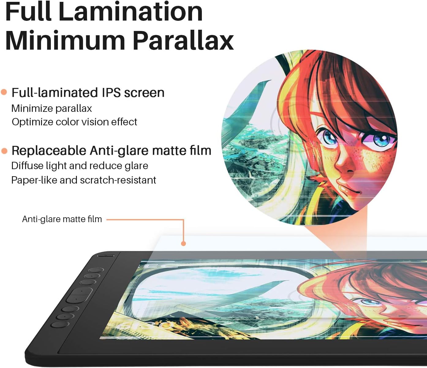 HUION Kamvas 13 Drawing Tablets with Screen Android Supported 13.3 inch Full-Laminated Anti-Glare Pen Display 120% sRGB 8192 Levels Tilt Function Drawing Monitor - Stand Included