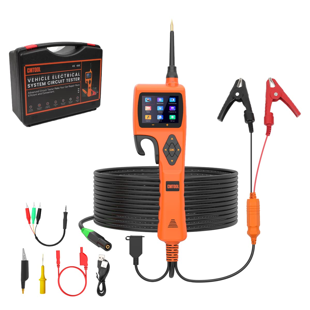 Power Circuit Probe Tester Kit with 6m/20ft Extension Cable, Automotive Circuit Tester with LED Test Light, 9-30V Car Electrical Tester Circuit Breaker Finder, Battery/Voltage/Multimeter/Relay Tester