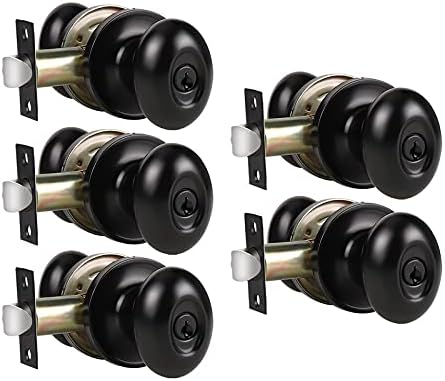 KNOBWELL 10 Pack Privacy Door Knobs, Oval Style Bedroom Door Knobs with Lock, Privacy Door Knob for Bed or Bath Function Interior Door Use, Matte Black