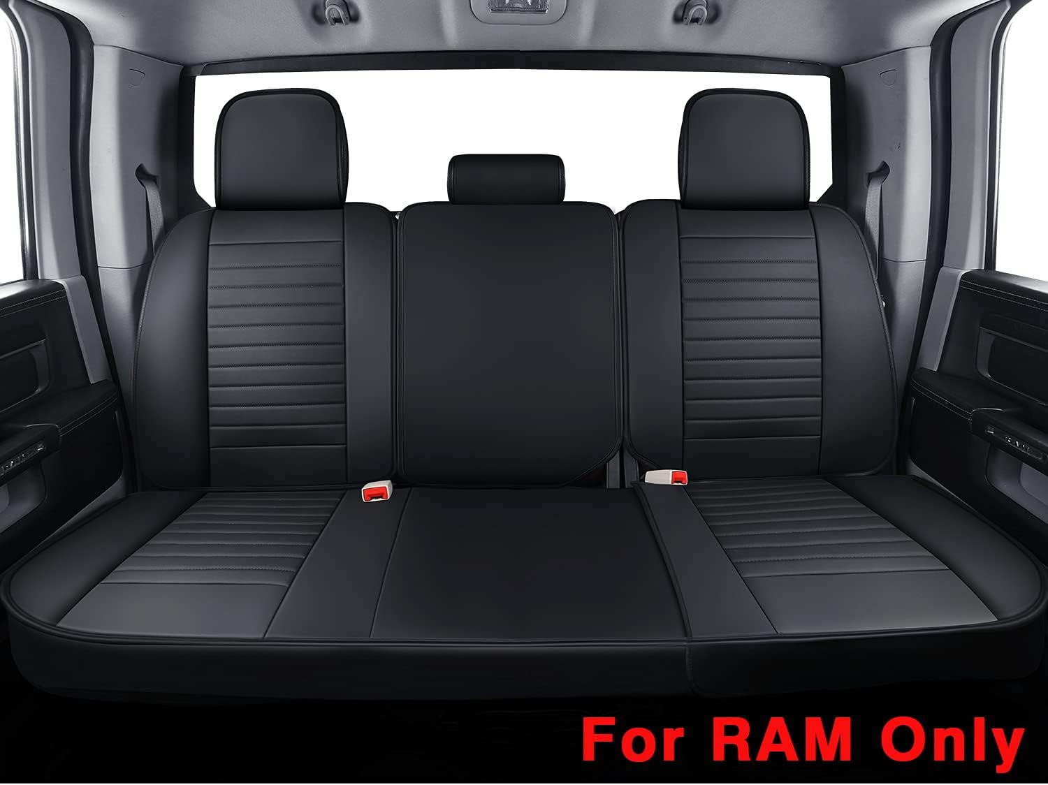 LUCKYMAN CLUB X01-BHX Ram 1500 2500 3500 Front Seat Covers, Fit 2011-2022 Regular Crew Quad Cab, with Waterproof Faux Leather (01-Front, Black)