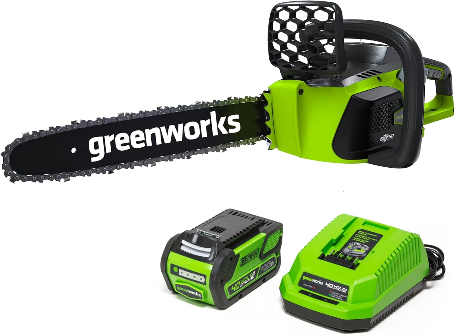 Greenworks G-MAX 40V 16-Inch Cordless Chainsaw, 4AH Battery and a Charger Included