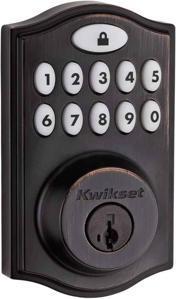 Kwikset 99140-023 SmartCode 914 Traditional Smart Lock Keypad Electronic Deadbolt Door Lock With SmartKey Security and Z-Wave Plus, Satin Nickel