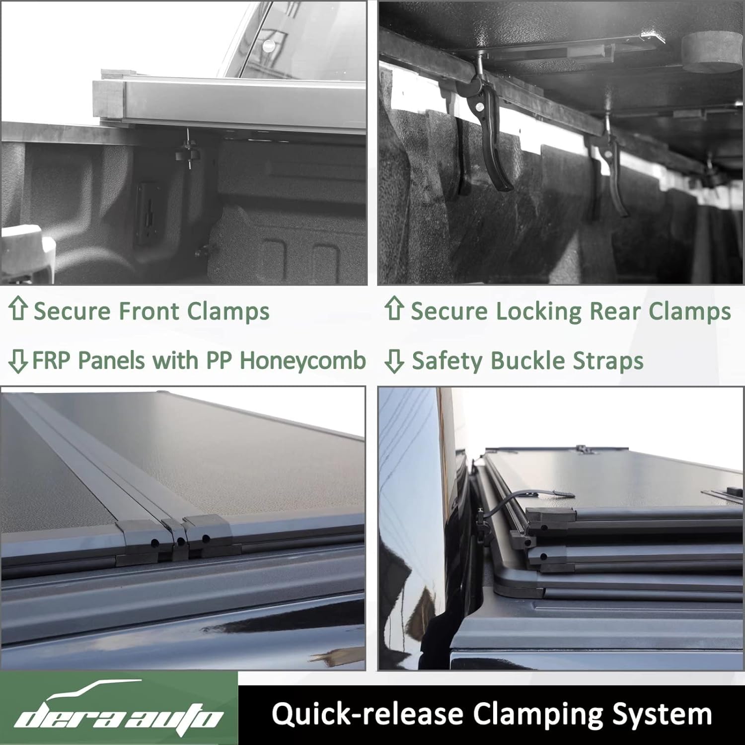 Dera Auto Hard Tri-Fold Truck Bed Cover Fits 2015-2022 F150, Styleside 6.5ft/78.9in Bed Tonneau Cover