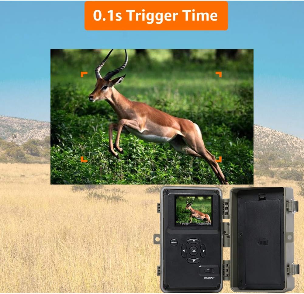 GardePro A3S Trail Game Camera 32MP 1080P H.264 MP4 Video Next-Gen Imaging Technology 100ft No Glow Night Vision 0.1s Trigger Speed Motion Activated IP66 Waterproof Pack of 2