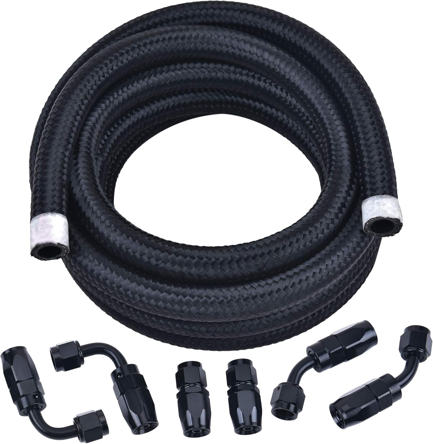 EVIL ENERGY 6AN Fuel Line Kit,Nylon Braided Fuel Hose CPE 10FT Black(11/32
