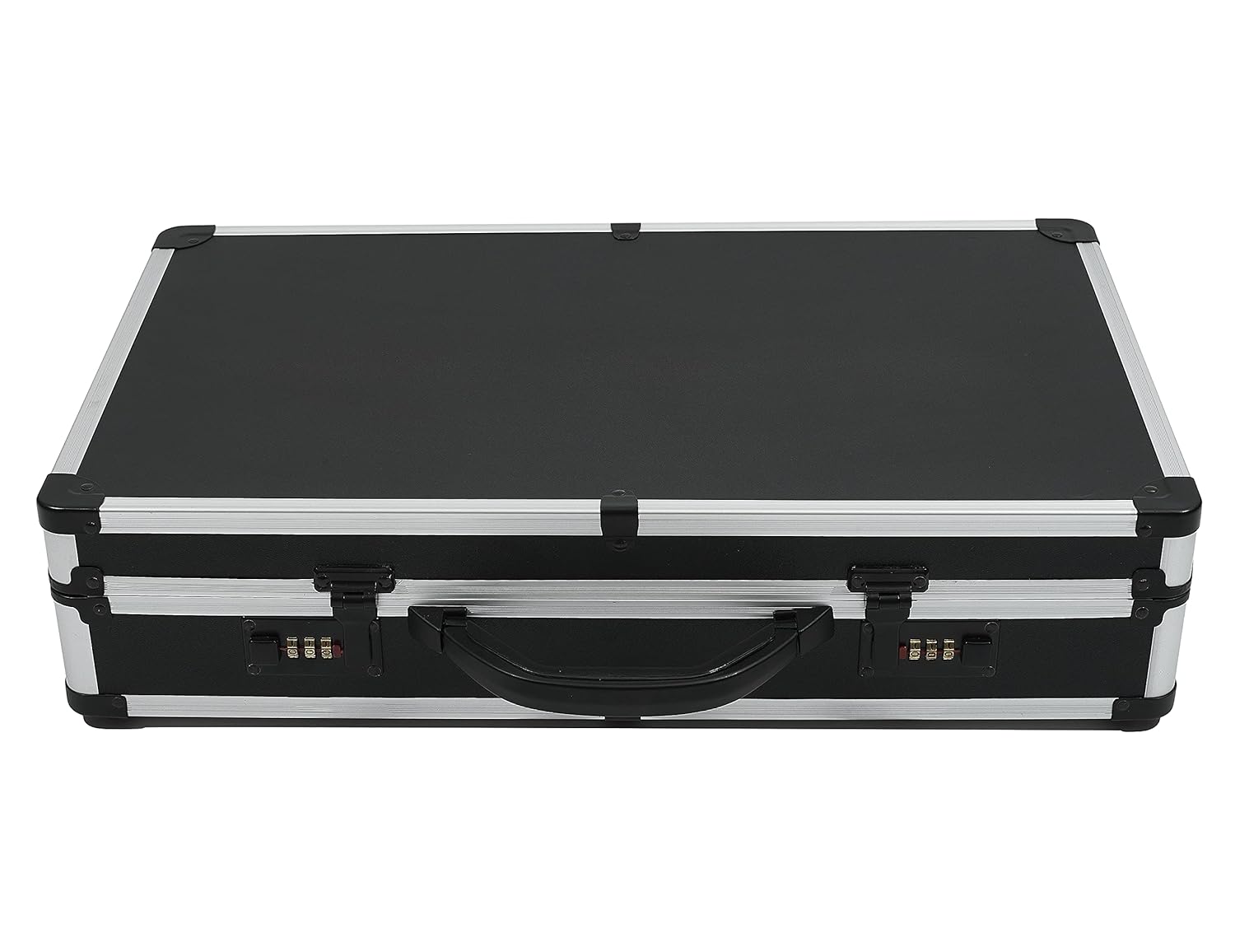 Kinglioncase Barber Case Hair Kit Tool Box Organizer Black, Beauty Box with Portable Handle and Secure Numlock, Aluminum Frame and Reinforced Fillet 21