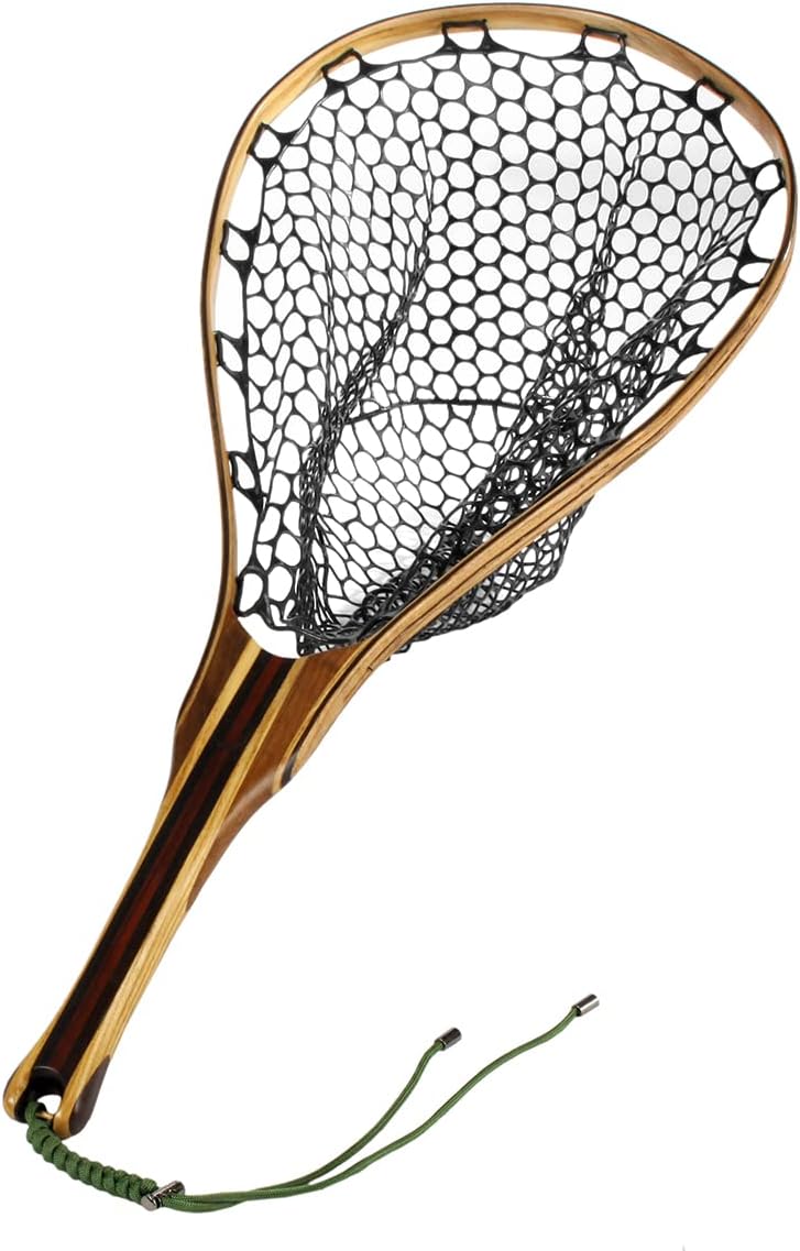 DAKONGYI Magnetic Clip Fly Fishing Landing Net Catch and Release Trout Net Aluminum Alloy Frame with Soft Rubber Mesh Black Rubber Net Pack of 2