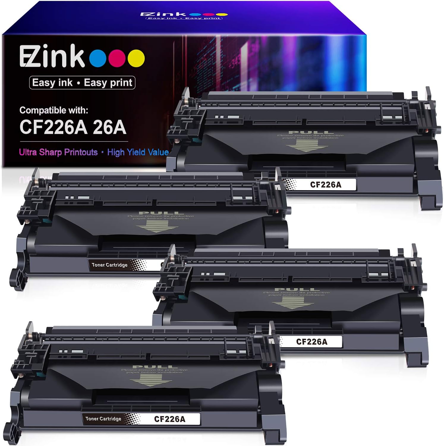 E-Z Ink (TM) Compatible Toner Cartridge Replacement for HP 26A CF226A 26X CF226X to use with M402dn M402dw M426fdw M426fdn Printer (Black, 4 Pack) Pack of 2