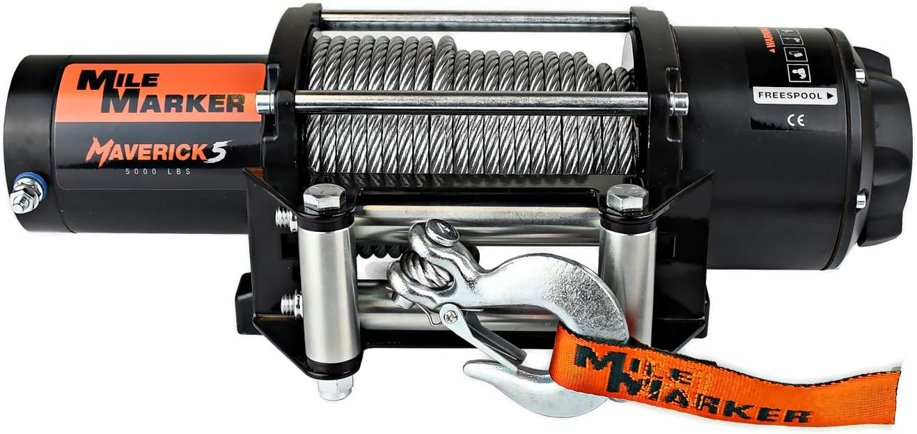 Mile Marker Maverick5 5000 Pound ATV/UTV Electric Winch with Steel Cable - (5000 lb. Capacity) - 76-6005