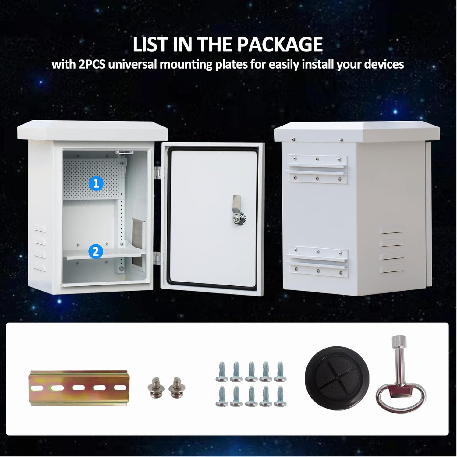 SOLICASE Electrical Enclosure Box 16x12x10 inches Galvanized Enclosure IP55 IP66 Weatherproof with 2 Shelves Electrical Enclosure, Electronic Equipment Enclosure Box