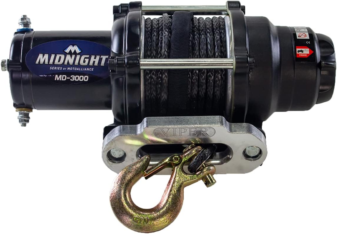 MotoAlliance VIPER Midnight ATV/UTV Winch 3000lb with 50 feet Steel Cable