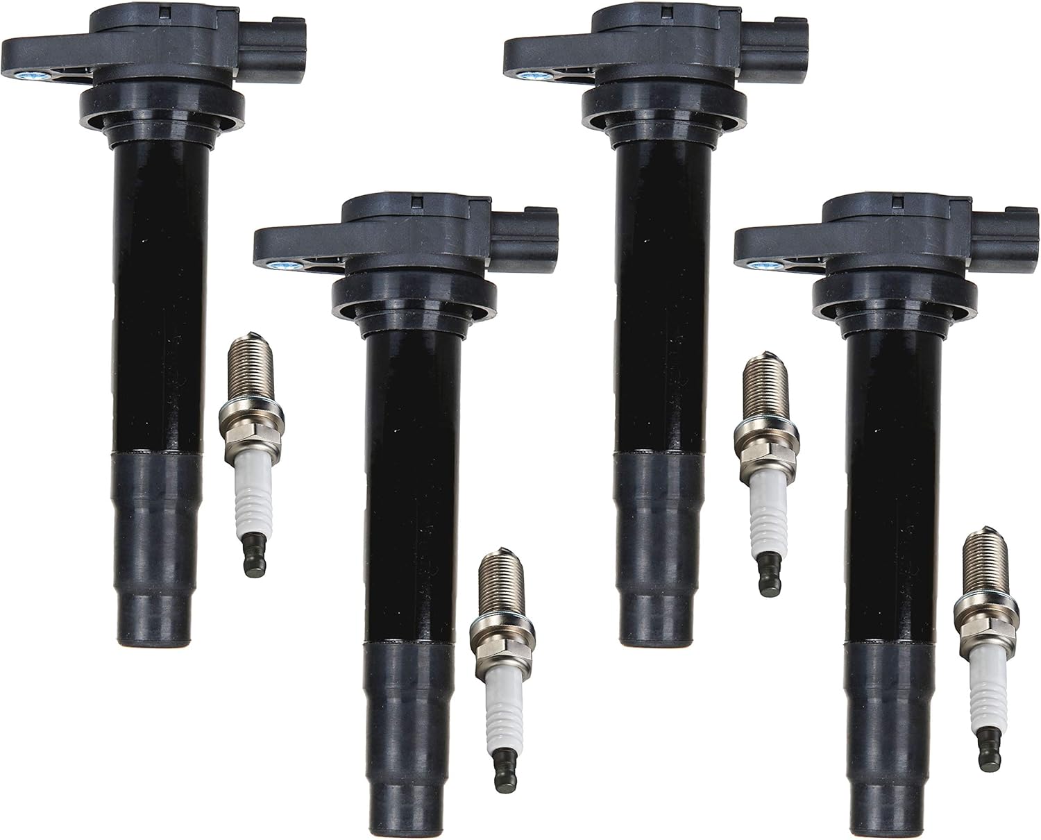ENA Set of 4 Platinum Spark Plug and 4 Ignition Coil Pack Compatible with Nissan 2000 2001 Sentra 1.8L Replacement for UF326 Pack of 2