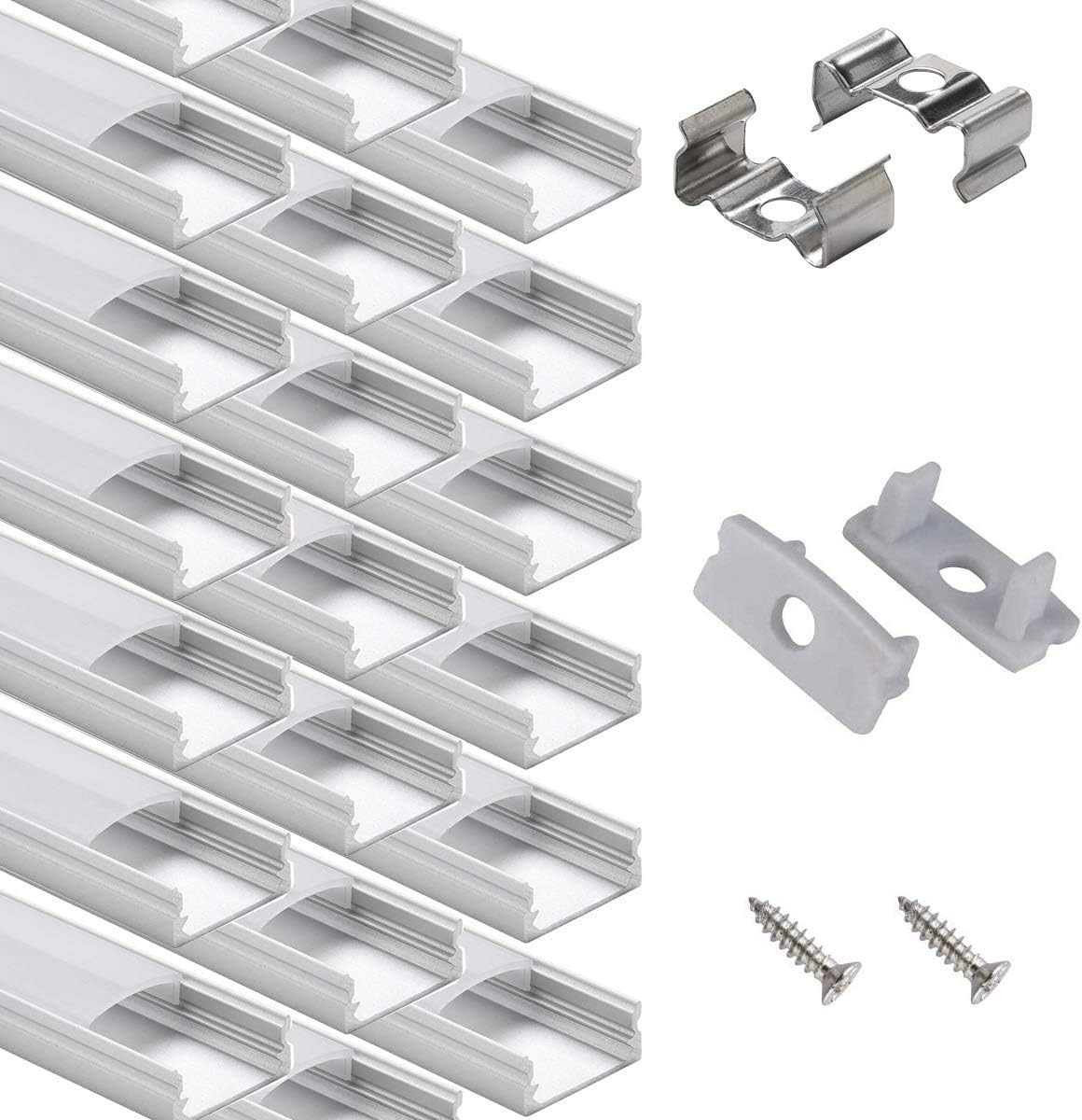 LED Strip Channel - StarlandLed 20Pack LED Aluminum Channel with Cover and Complete Mounting Accessories for SMD2835 600LEDs Warm White Led Strip Pack of 2