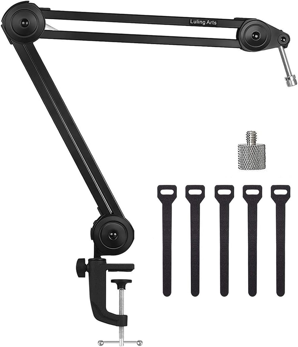 Luling Arts Microphone Arm Stand for Blue Yeti,Heavy Duty Mic Boom Arm Stand Desk Suspension Mic Scissor Arm Stand with Screw Adapter for Gaming,Recording,Quadcast Pack of 2