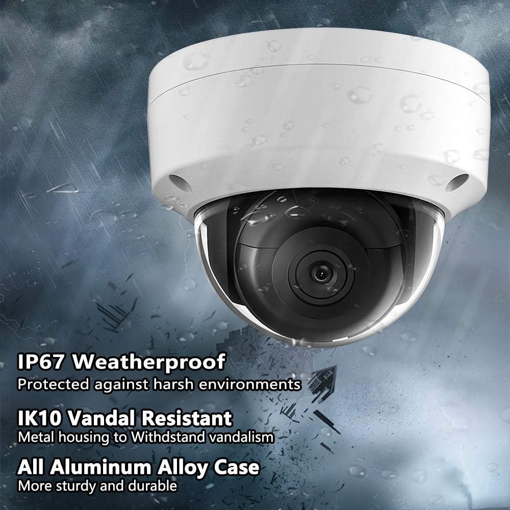 4K PoE Security IP Camera - Compatible with Hikvision DS-2CD2183G0-IB UltraHD 8MP Dome Onvif IR Night Vision Weatherproof WideAngle 2.8mmLens English Version Firmware