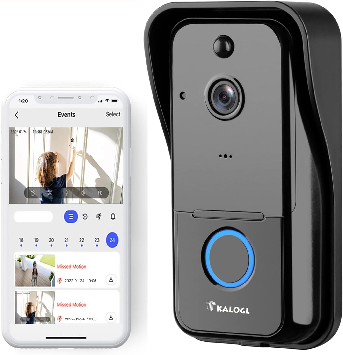 Doorbell Camera Wireless WiFi Video Doorbell IP6 Waterproof, Battery Powered,2-Way Audio, Smart Motion Detection ,IR ,Wide Angle,Cloud Storage Pack of 2