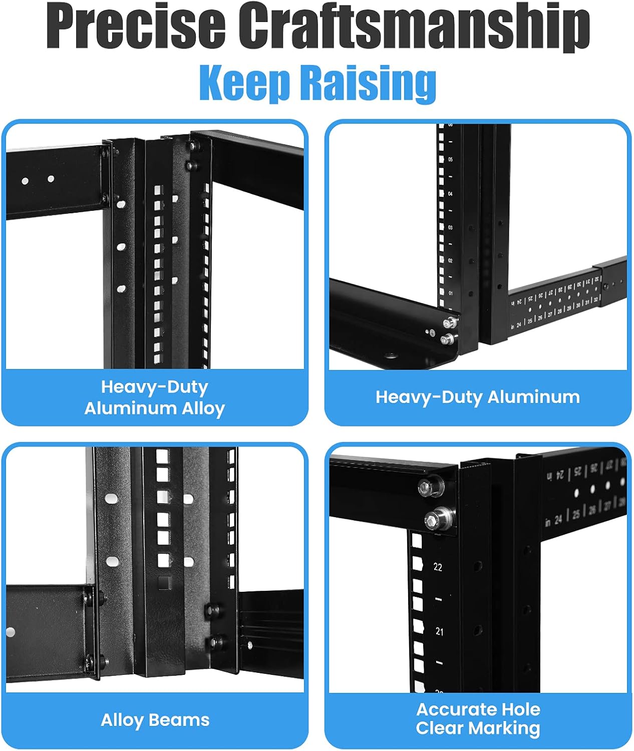 RAISING ELECTRONICS 42U 4 Post Open Frame Server Rack 19inch Adjustable Depth 24-35inch (42U)