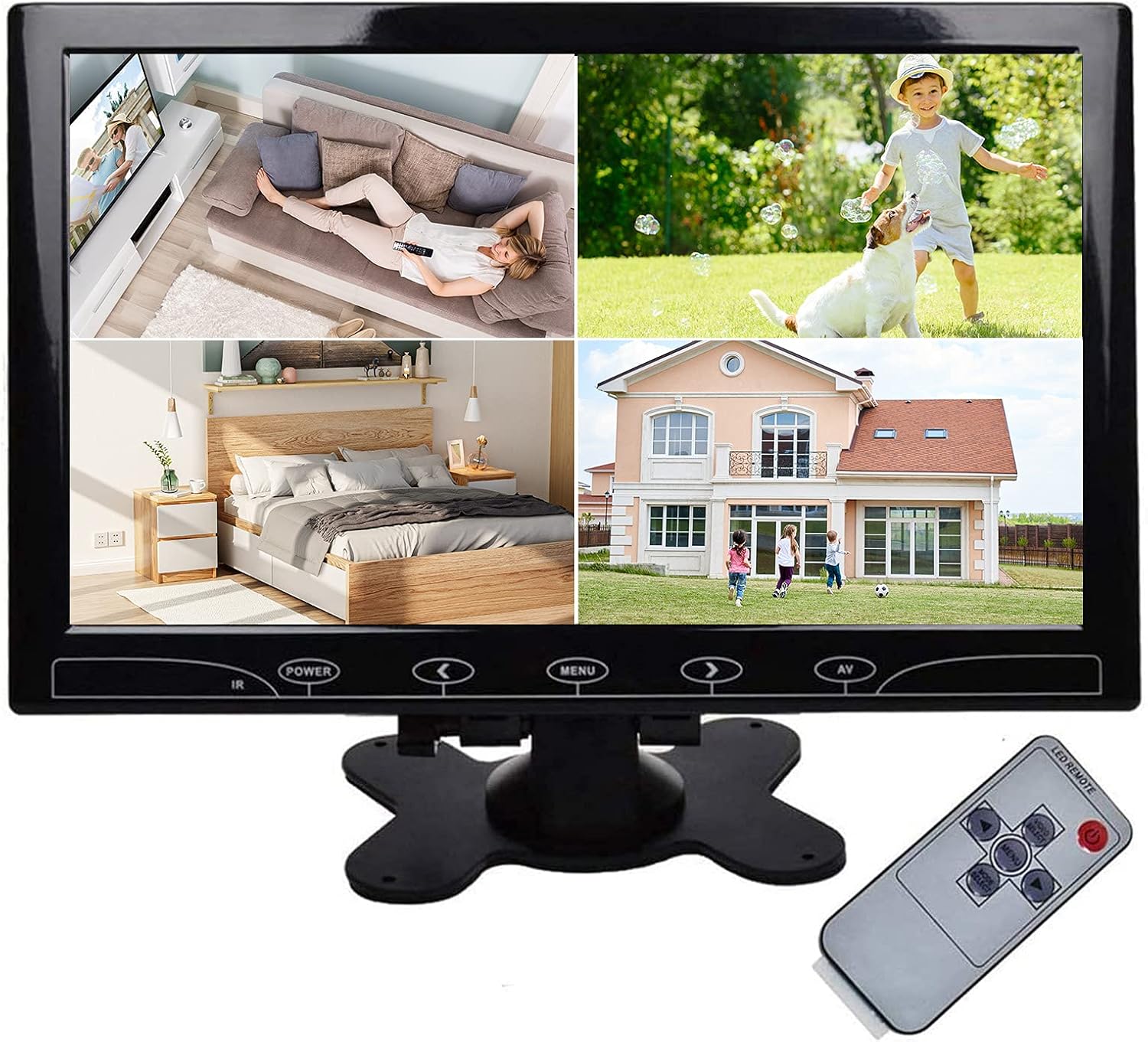 Topiacam 10.1 Inch Ultra-Thin Security CCTV Computer Monitor 1024x600 Resolution Touch Buttons Video and Audio LED Color Display Screen AV/VGA/HDMI Input with Remote Control Pack of 2