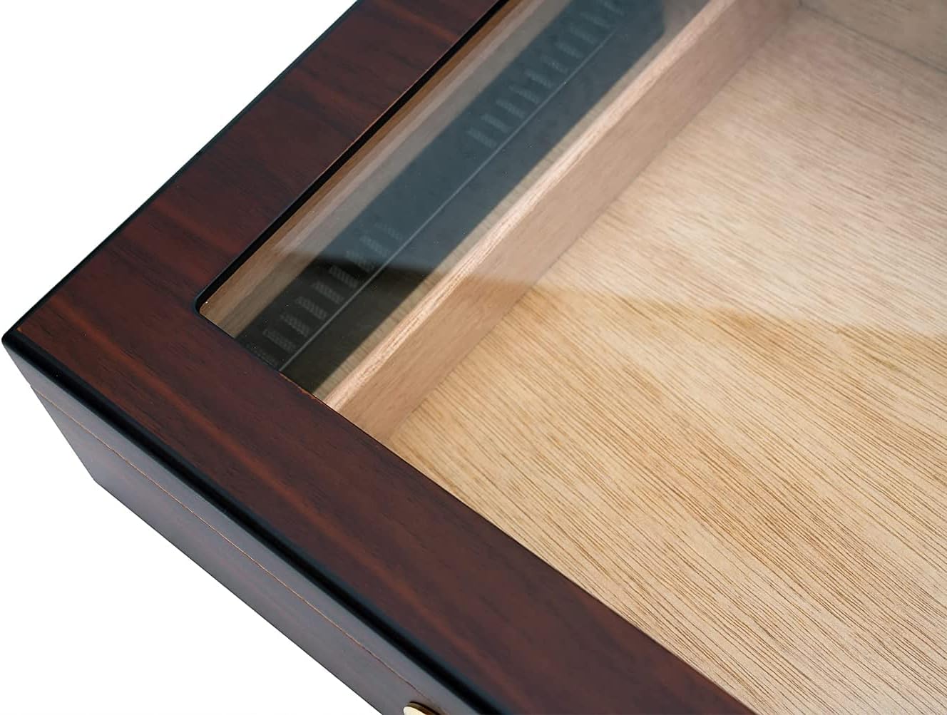 Handmade High Gloss Spanish Cedar Box, 100% Real Solid Spanish Cedar Wood, Luxury Hygrometer and Humidifier, Desktop Box Walnut Pack of 2