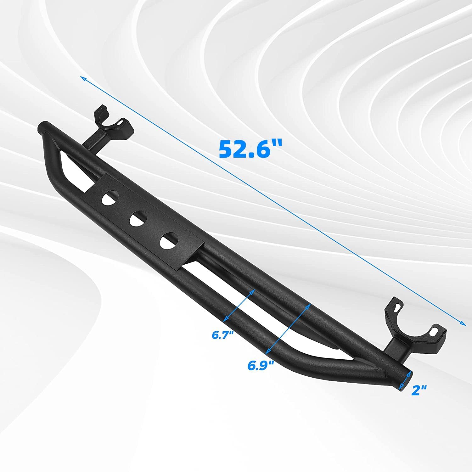 HECASA Side Step Compatible with 2007-2018 Jeep Wrangler JK 2 Door Black Steel 52.6 inch Running Board Step Rails Armor Nerf Bars Rock Sliders Rock Rails