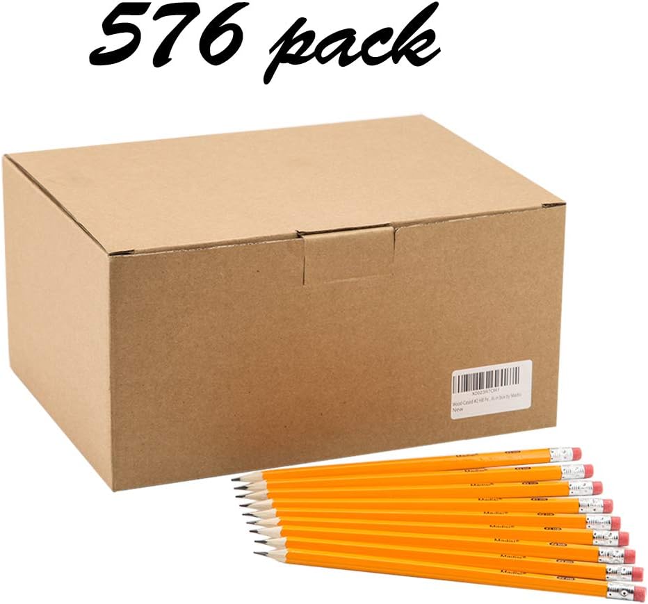 Wood-Cased #2 HB Pencils, Yellow, Pre-sharpened, Class Pack, 576 pencils in box by Madisi Pack of 2
