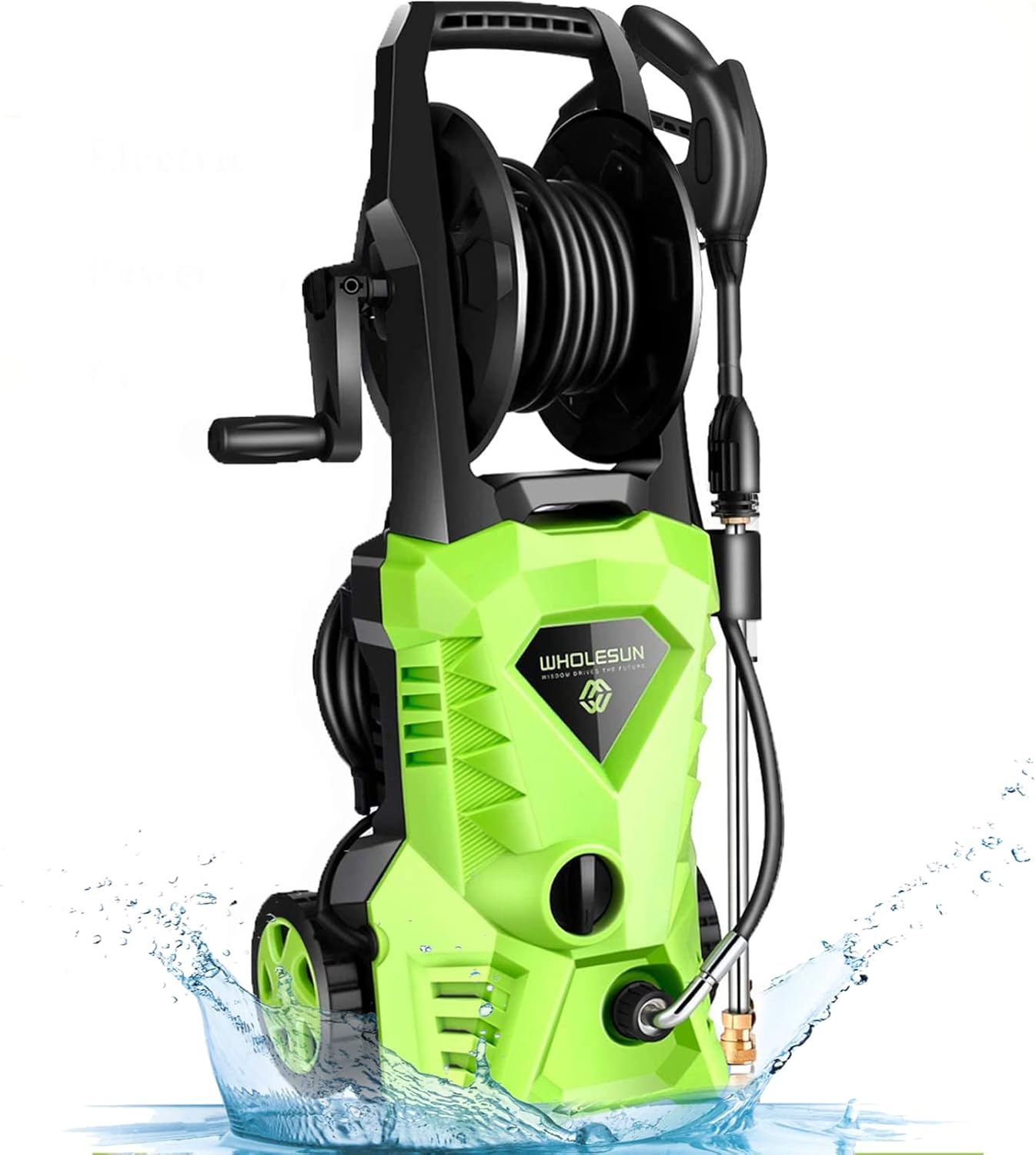 WHOLESUN 3000PSI Electric Pressure Washer 2.4GPM 1600W Power Washer with Hose Reel and Brush Orange