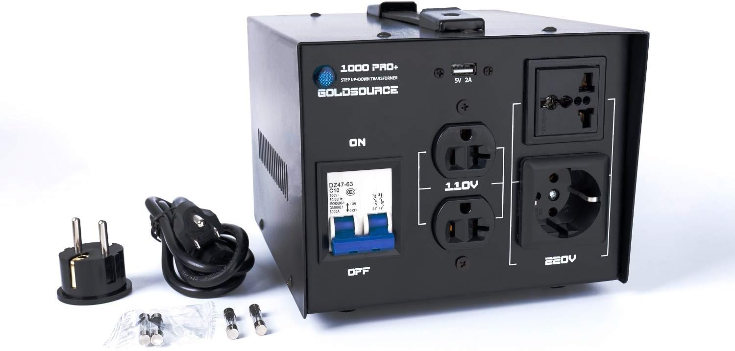Goldsource 1000W ST Pro+ Auto Step Up & Step Down Voltage Transformer Converter, Upgraded Heavy-Duty AC 110/220V Converter with US Standard, Universal AC Outlets & DC 5V USB Port [3-Year Warranty]