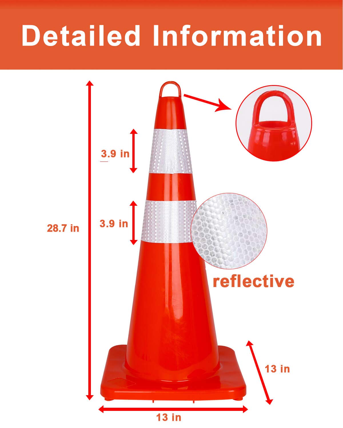 12 Pcs Traffic Safety Road Cones - 28 Inch Orange Traffic Parking Cons with Reflective Collar