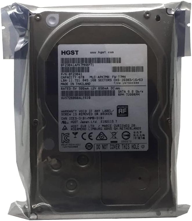 HGST Ultrastar 7K6000 HUS726060ALE610 (0F23001) 6TB 7200 RPM SATA 6Gb/s 128MB Cache 3.5-Inch Enterprise Hard Drive (Renewed) Pack of 2