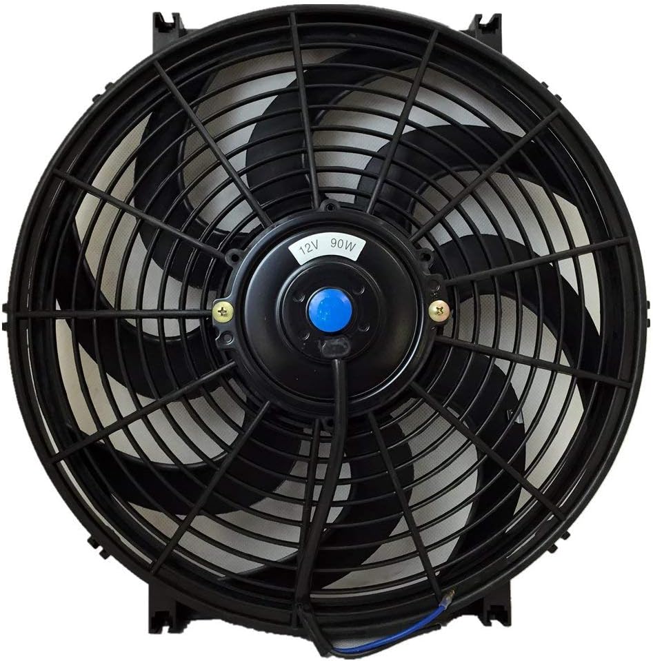 Upgr8 Universal High Performance 12V Slim Electric Cooling Radiator Fan with Fan Mounting Kit (14 Inch Black, 2 Pack) Pack of 2