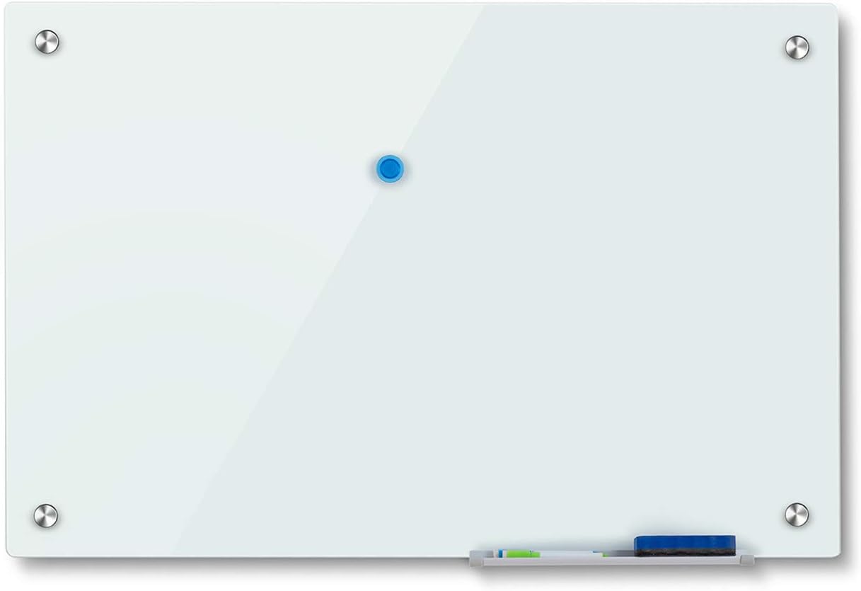 Glass Whiteboard, Dry Erase Glass Magnetic White Board 4' x 3' ,White Surface