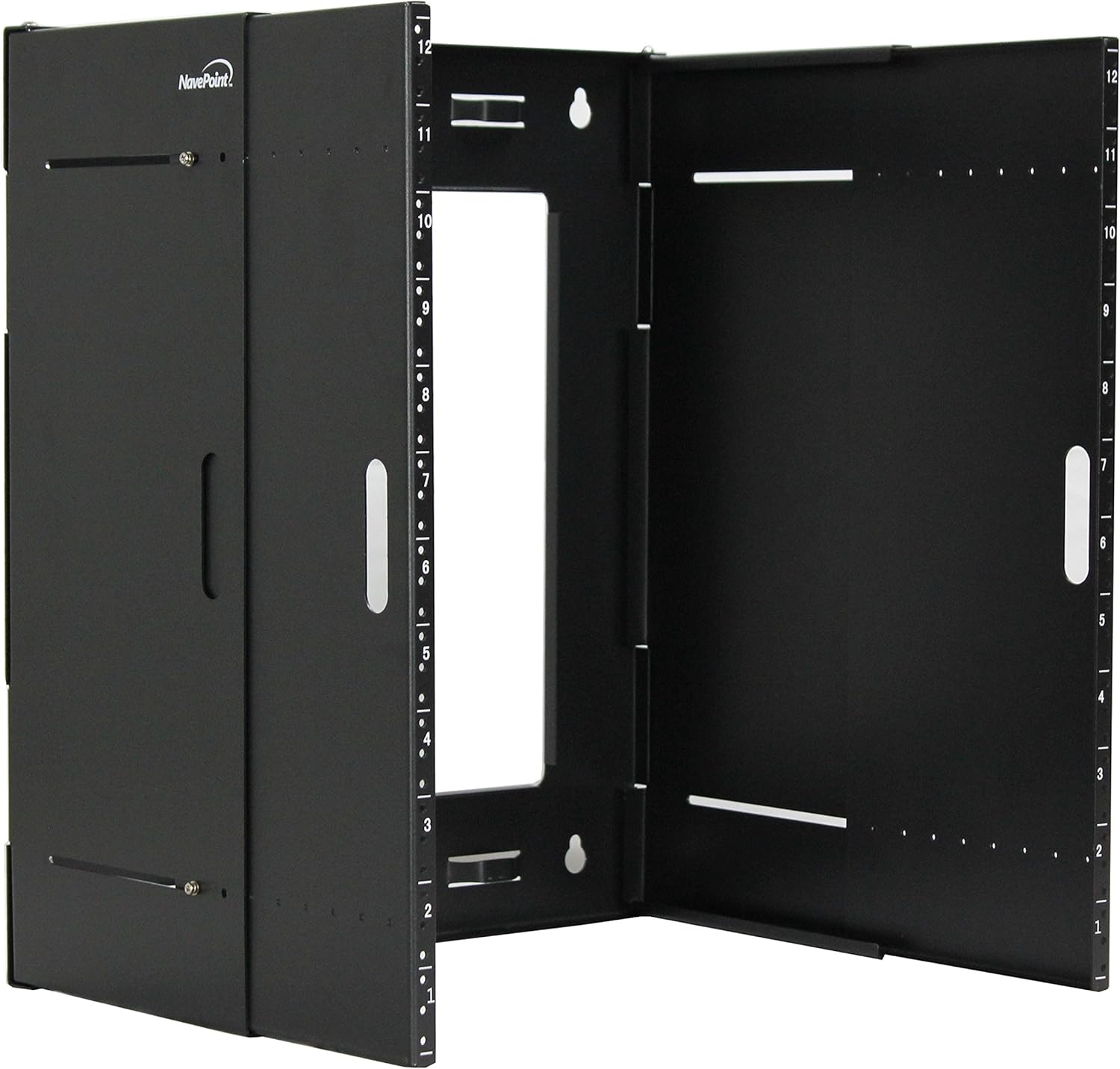 NavePoint 12U Wall Mount Bracket Extendable Network Equipment Rack Threaded Standard 22 Inch