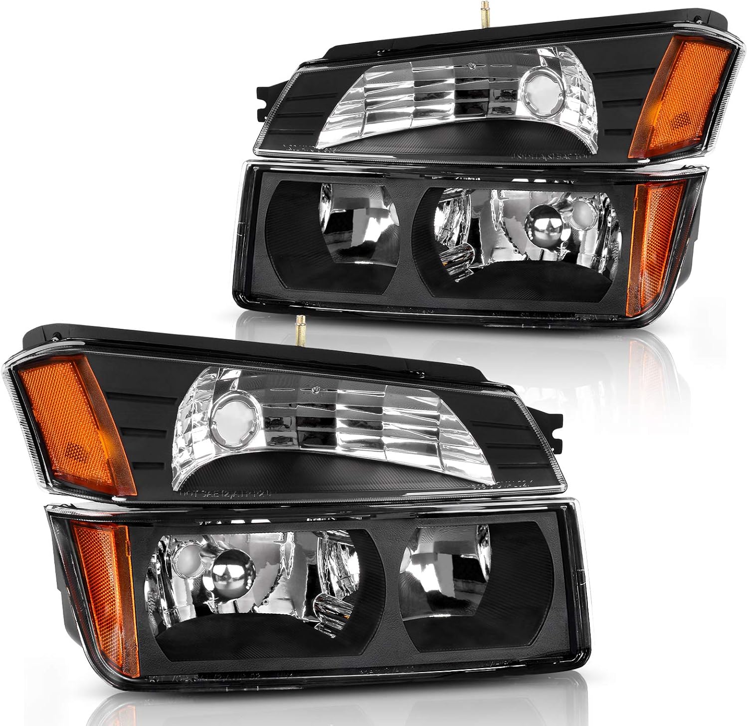 DWVO Headlight Assembly Compatible with 2002 2003 2004 2005 2006 Chevy Chevrolet Avalanche Black Housing (Only Fit for BODY CLADDING)