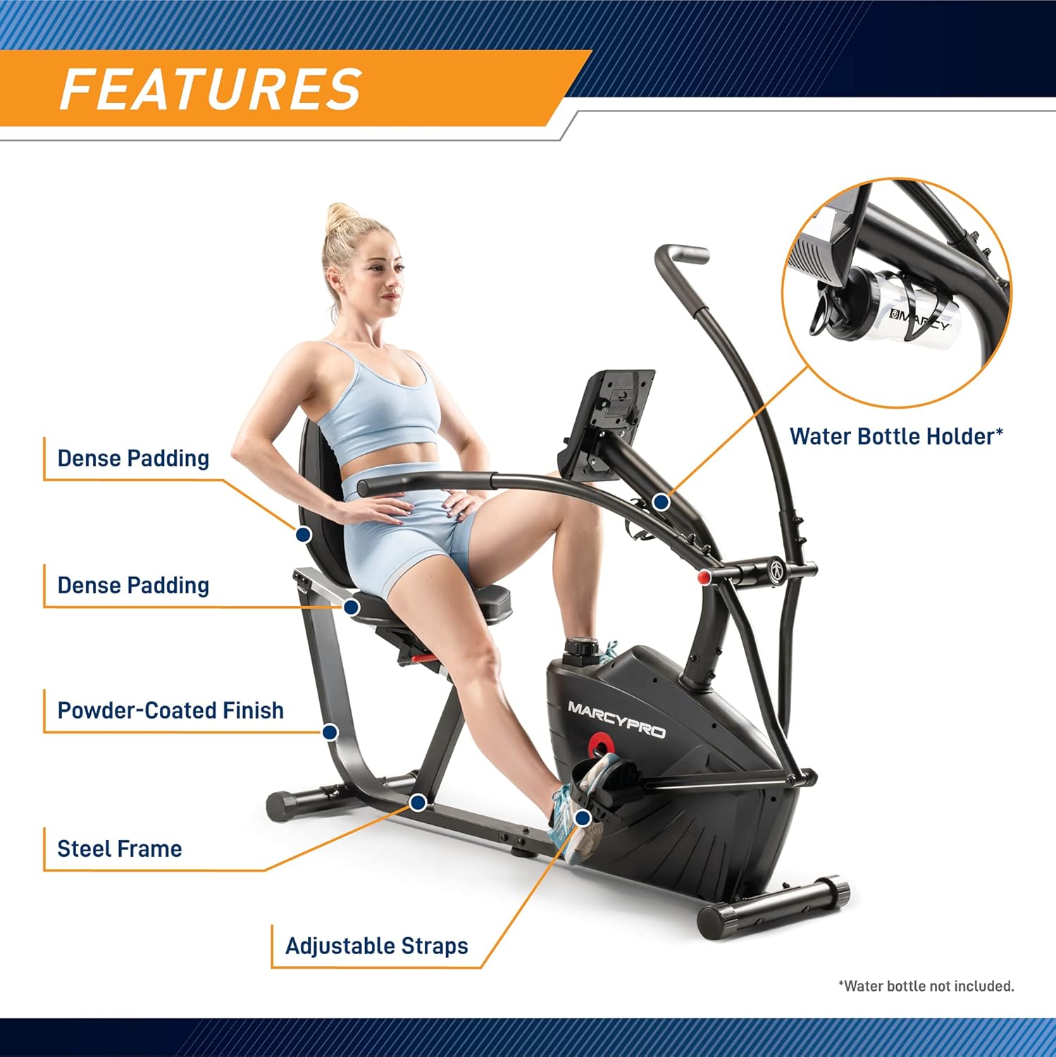 Marcypro Dual Action Cross Training Recumbent Exercise Bike with Arm Exercisers JX-7301
