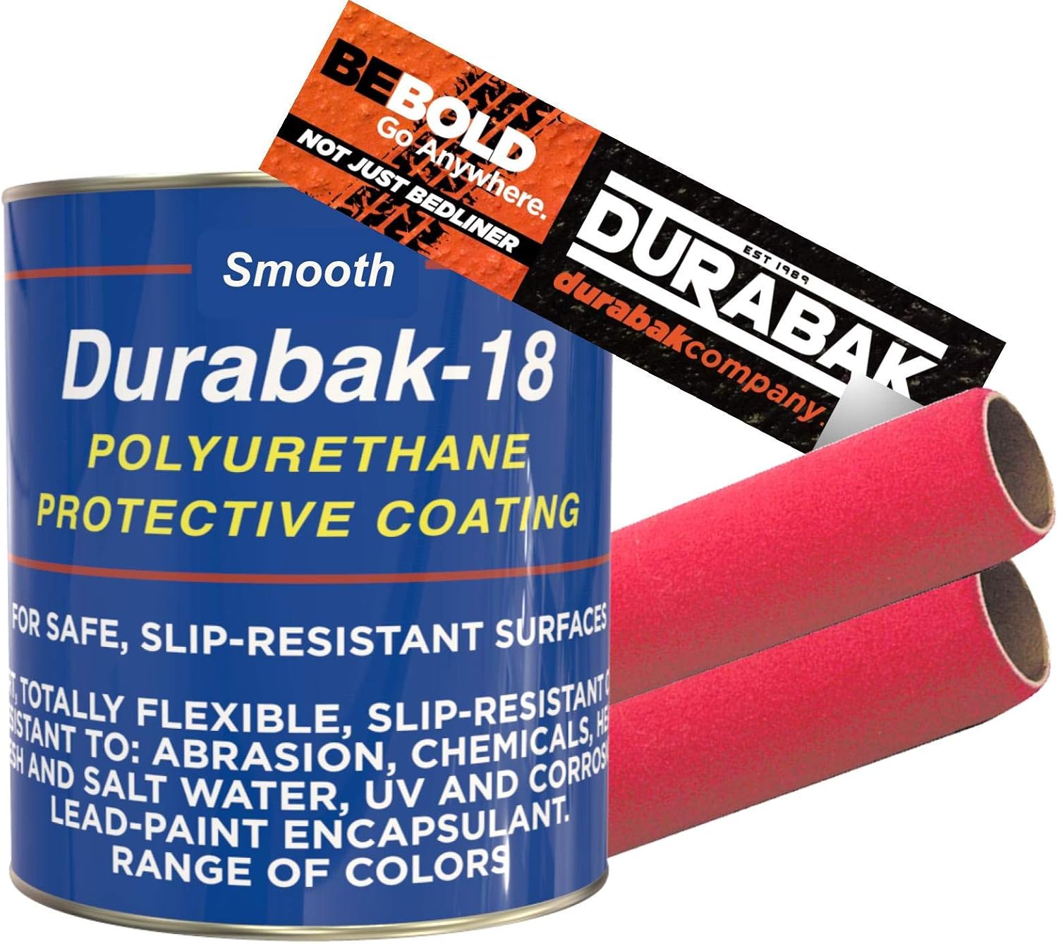 Durabak Exterior Paint KIT + Roller | Roll On or Spray On Coating DIY Custom Coat for Auto Body, Automotive Rust Proofing, Boat Repair, Scratch Guard | Smooth Detailing Finish (Gallon, White)
