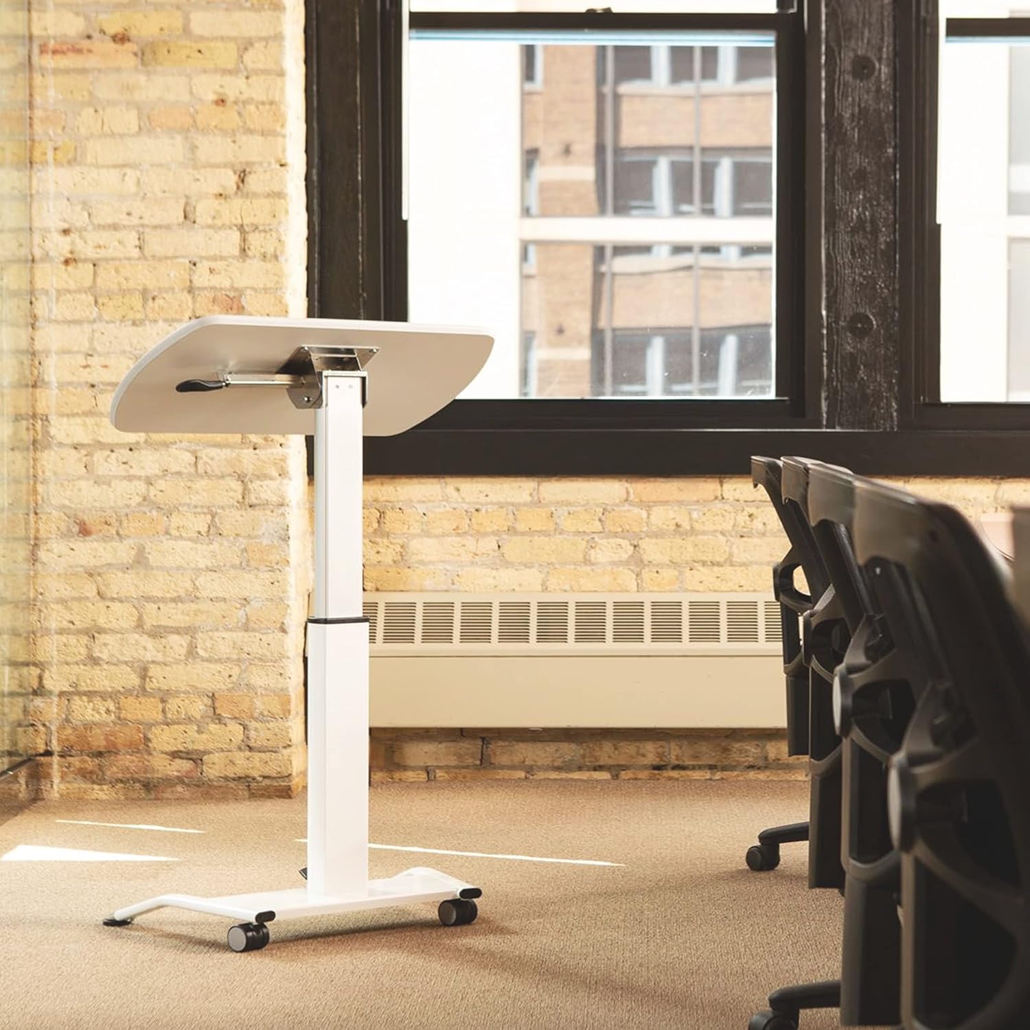 Pneumatic Adjustable-Height Lectern (White)