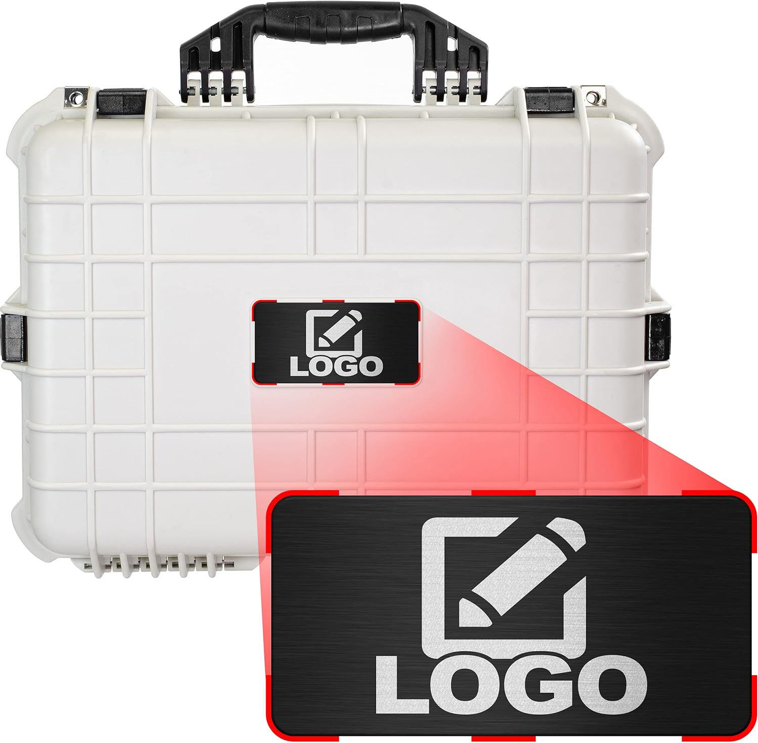 Eylar Large 20 Inch Protective Camera Case with Custom Logo Plate, Waterproof and Shockproof with Foam (White)