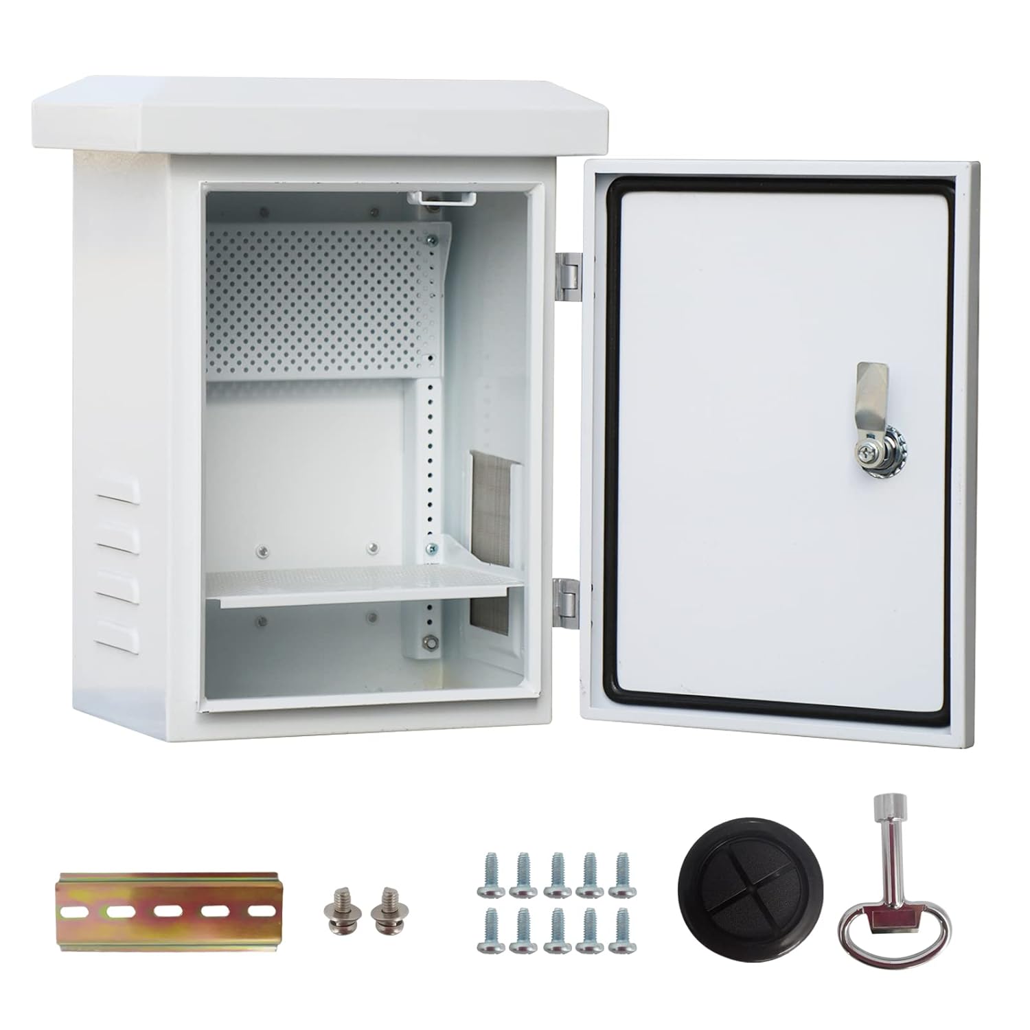 SOLICASE Electrical Enclosure Box 16x12x10 inches Galvanized Enclosure IP55 IP66 Weatherproof with 2 Shelves Electrical Enclosure, Electronic Equipment Enclosure Box