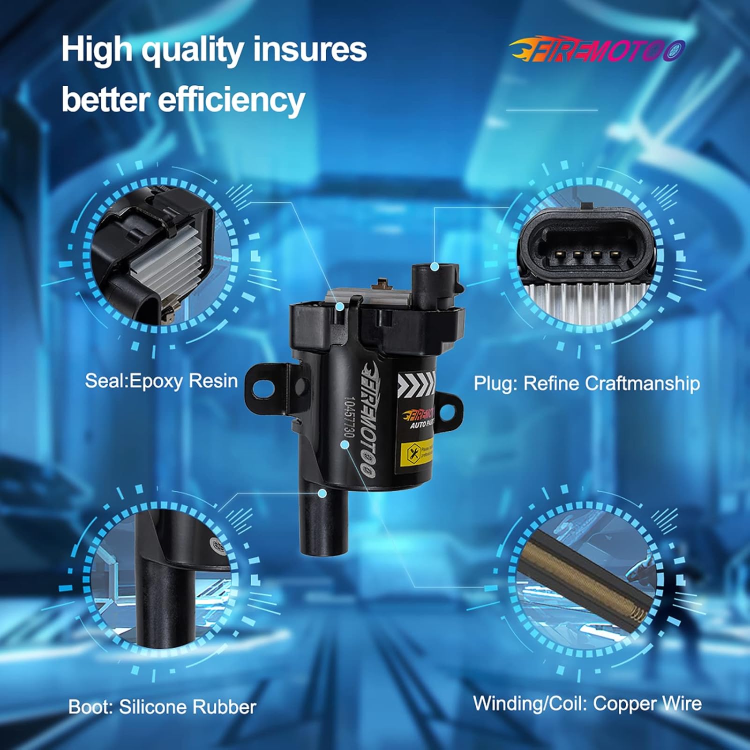 FIREMOTOO Pack of 8 Ignition Coil Pack Compatible with Chevy GMC Silverado 1500 2500 Tahoe Suburban Express Sierra Savana Yukon XL Escalade V8 4.8L 5.3L 6.0L UF262 D585 C1251 19005218