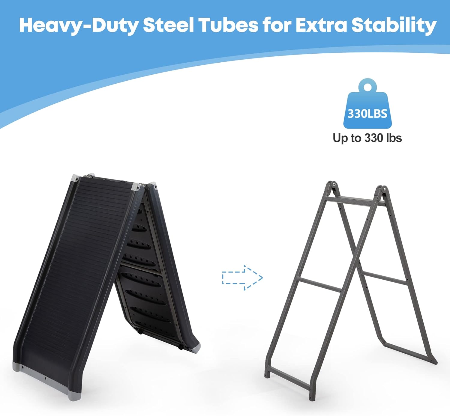 COZIWOW Upgrade Folding Pet Ramp, Portable Dog Ramp for Cars,High SUV Trucks, Steel Frame for Extra Stability, Portable Stairs Ladder with Side Rails High Traction, 63