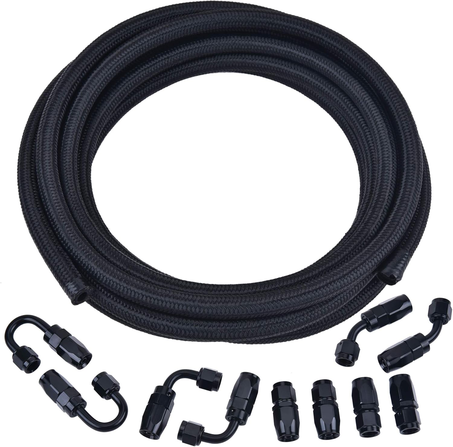 EVIL ENERGY 4AN Fuel Line Hose Fitting Kit Braided Nylon CPE 16FT Black (0.23