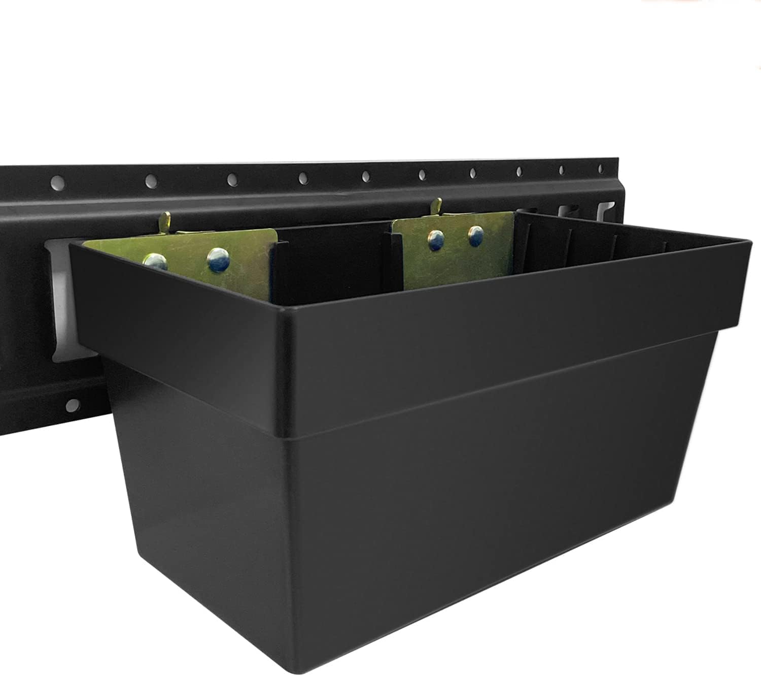 woiron 2 Pack Heavy Duty E-Track Storage Bin for E-Track Systems, E-Track Basket Storage Bin,Trailer Organizing Storage Pail, Organization Bin for Trucks Pack of 2