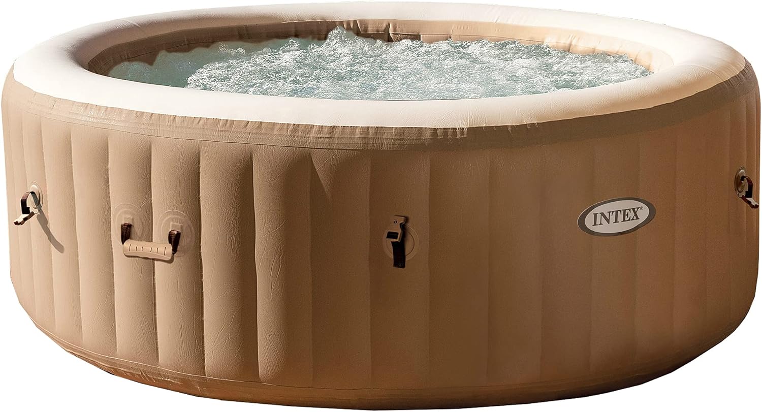 INTEX 28427E PureSpa Bubble Massage, Inflatable Spa Set, Tan, 6-Person