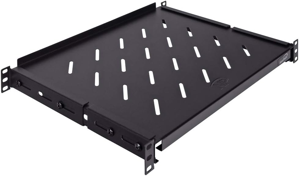 NavePoint Fixed Rack Vented Server Shelf 1U 19 Inch 4 Post Rack Mount Adjustable from 16-41 Inches Pack of 2