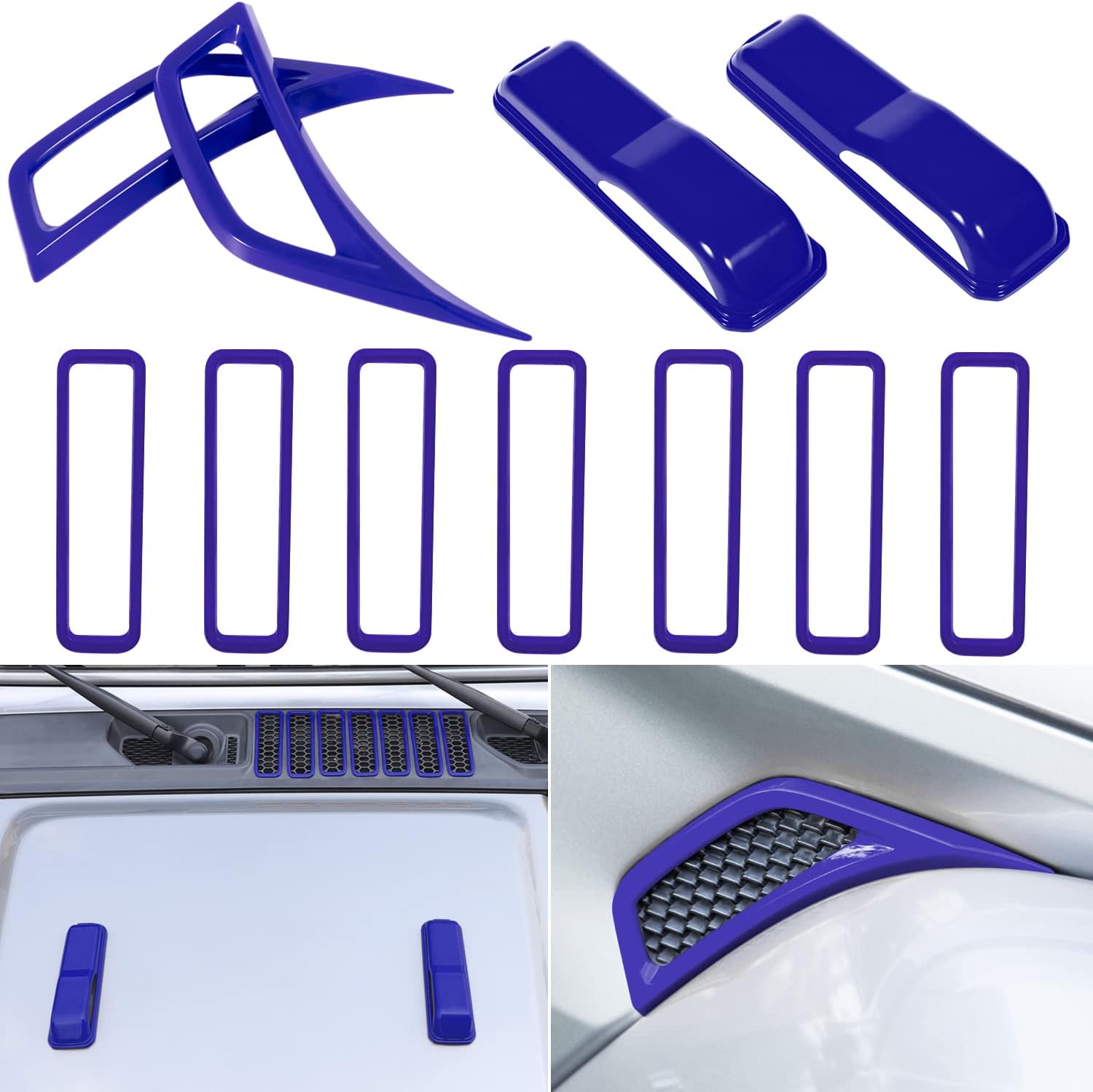 Bonbo Pink Hood Vents & Side Air Conditioning Vent Outlet & Engine Hood Hinge Cover Trim Decor ABS Decorative for 2018-2021 Jeep Wrangler JL JLU & Gladiator JT Pack of 2