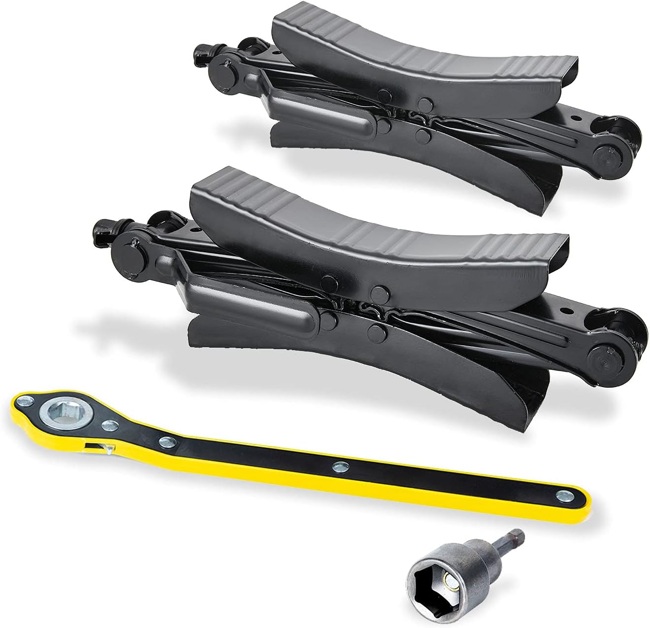 Wankic X Shaped Chocks Wheel Stabilizer for RV Travel Trailer,Anti-Move Camper Tire Chock Stabilizers Scissor 2 Sets with Accessories Pack of 2