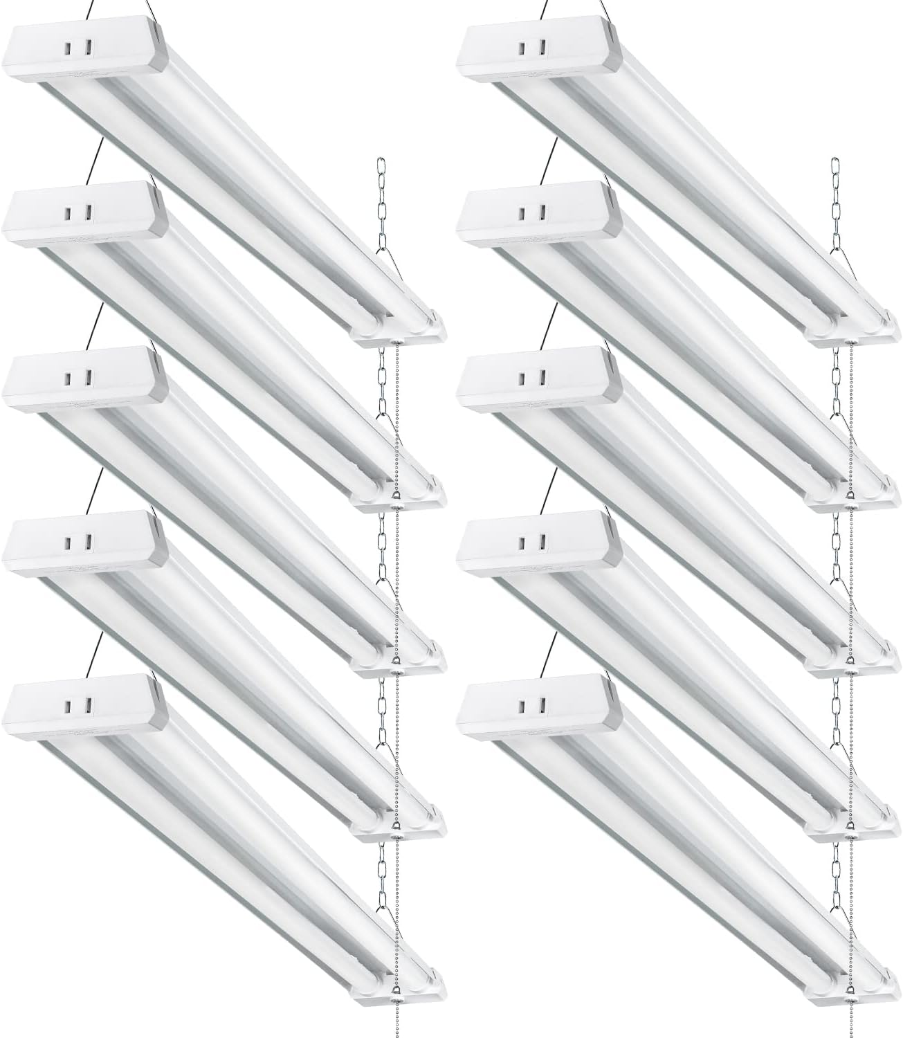 Linkable LED Shop Light for Garage, 42W 4800lm 4FT, 5000K Daylight White, with Pull Chain (ON/Off), 5-Year-Warranty, 5000K (10PK)M