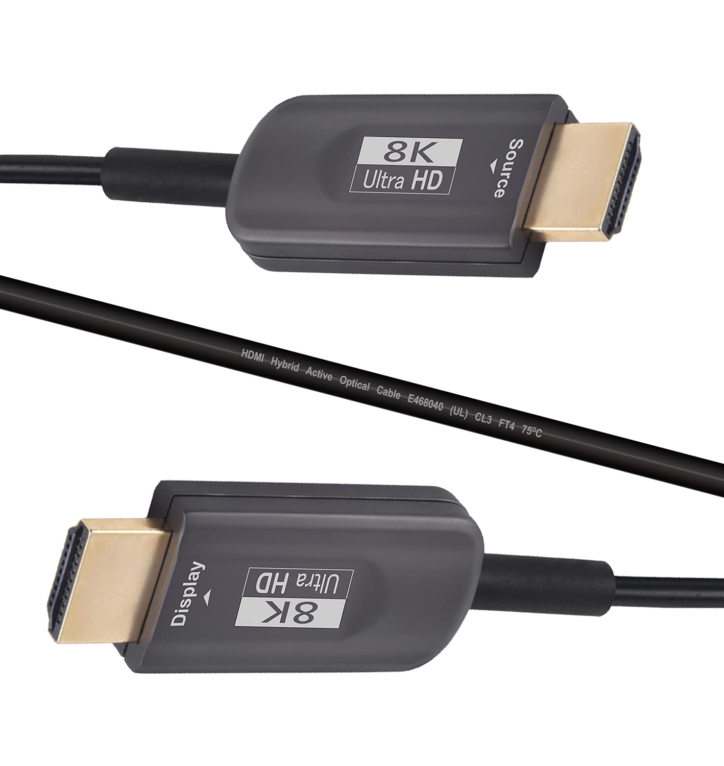 150ft 8K HDMI 2.1 Cable, Fiber Optic HDMI Cable, 48Gbps Ultra Speed, 8K 60Hz, eARC, in Wall CL3 Rated, Slim and Flexible HMDI Cable
