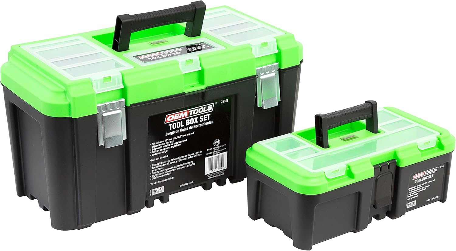 OEMTOOLS 22161 3 Piece Tool Box Set with Removable Tool Tray and Bonus 12.5